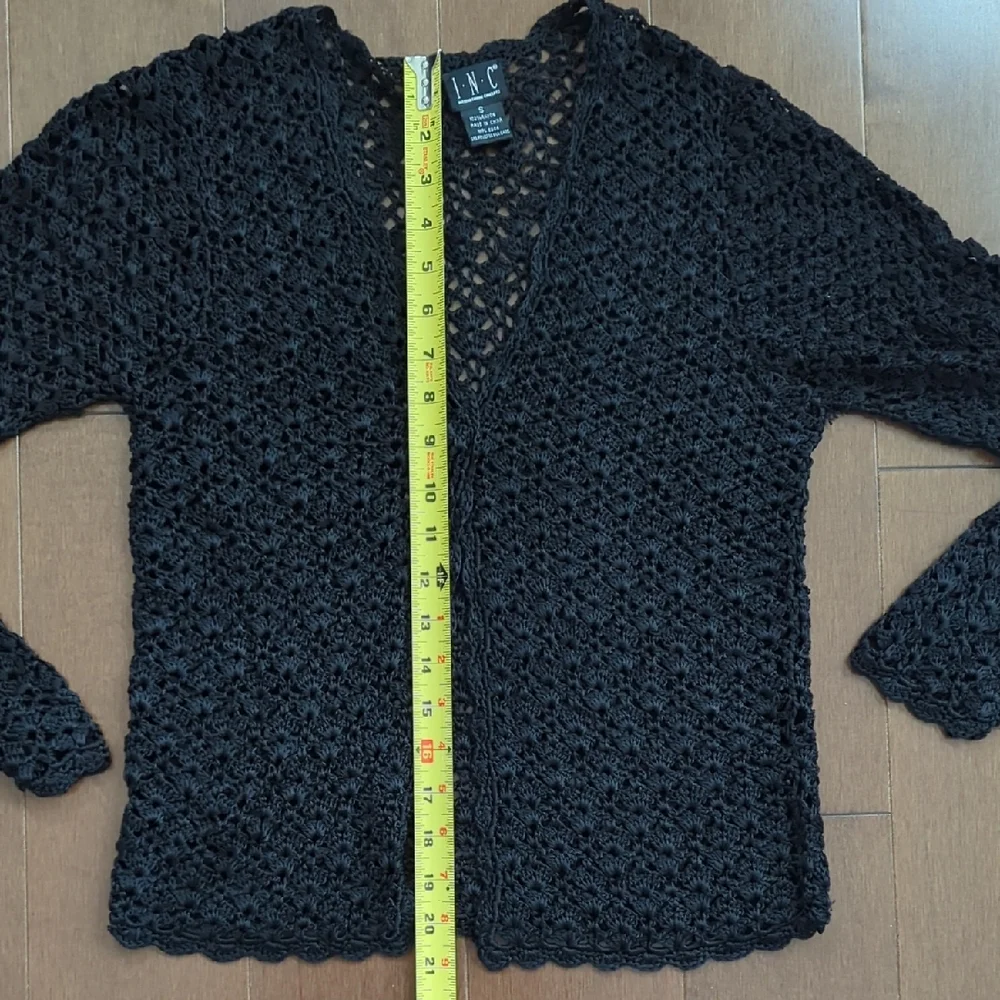 INC International Concepts Black Crochet Cardigan - Picture 6 of 7